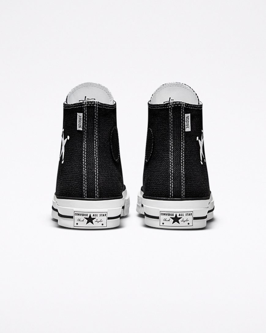 Dámské Boty Vysoké Converse x Stüssy Chuck 70 Černé Bílé Černé | CZ NW31B96